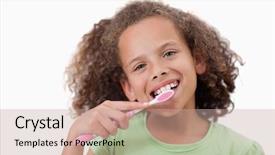  Presentation with teen girl tech - Beautiful PPT layouts featuring cute girl brushing her teeth backdrop and a coral colored foreground
