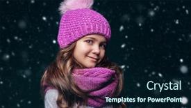  Presentation with knitted clothes - PPT layouts having cute-girl-child-wearing-knitted background and a navy blue colored foreground