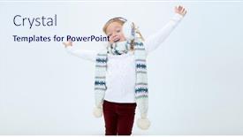  Presentation with knitted clothes - PPT theme having cute-girl-child-wearing-warm background and a sky blue colored foreground