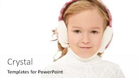  Presentation with knitted clothes - PPT theme enhanced with cute-girl-child-wearing-warm background and a white colored foreground