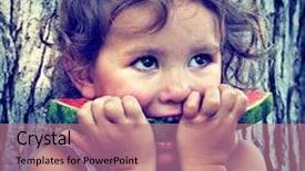  Presentation with done - Presentation design featuring cute girl eating watermelon done with a retro vintage instagra background and a coral colored foreground