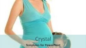  Presentation with pregnant mother - Colorful presentation design enhanced with cute girl embracing her pregnant backdrop and a seafoam green colored foreground
