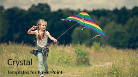  Presentation with kite - Colorful theme enhanced with cute girl flying a rainbow backdrop and a yellow colored foreground