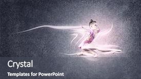  Presentation with performance - Presentation having cute girl gymnast in performance costume jumping high background and a dark gray colored foreground