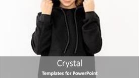  Presentation with black girl - PPT theme consisting of cute-girl-in-black-hood background and a gray colored foreground