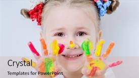  Presentation with colorful - Beautiful slides featuring colorful paints childhood leisure activities backdrop and a coral colored foreground