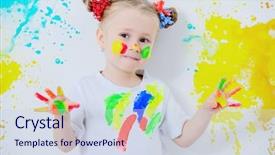  Presentation with middle school teens leisure activities - Audience pleasing presentation design consisting of colorful paints childhood leisure activities backdrop and a sky blue colored foreground