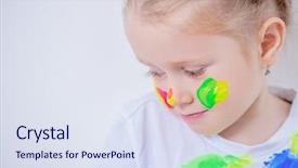  Presentation with middle school teens leisure activities - Presentation design featuring colorful paints childhood leisure activities background and a sky blue colored foreground