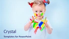  Presentation with colorful - Presentation with colorful paints childhood leisure activities background and a sky blue colored foreground