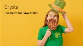  Presentation with saint patrick day - Audience pleasing presentation consisting of cute-girl-in-leprechaun-hat backdrop and a yellow colored foreground