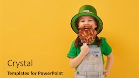  Presentation with saint patrick day - Presentation design consisting of cute-girl-in-leprechaun-hat background and a yellow colored foreground