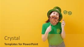  Presentation with saint patrick day - PPT layouts featuring cute-girl-in-leprechaun-hat background and a gold colored foreground