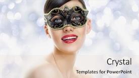  Presentation with masquerade mask - Audience pleasing theme consisting of cute girl in masquerade mask backdrop and a lemonade colored foreground