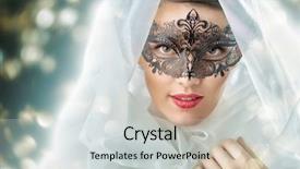  Presentation with masquerade - PPT layouts having cute girl in masquerade mask background and a light gray colored foreground