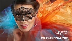  Presentation with masquerade mask - PPT layouts having cute girl in masquerade mask background and a tawny brown colored foreground
