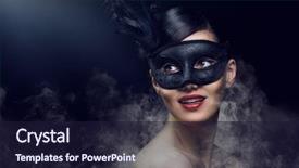  Presentation with masquerade mask - Colorful PPT layouts enhanced with kitchen conceptual image dirty sink with many dirty dishes and kitchenware backdrop and a light gray colored foreground