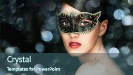  Presentation with masquerade mask - Slides consisting of cute girl in masquerade mask background and a ocean colored foreground
