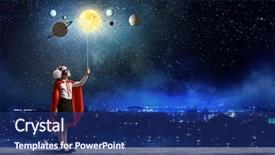  Presentation with super girl - Colorful slide set enhanced with cute girl in super hero backdrop and a navy blue colored foreground