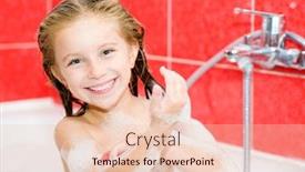  Presentation with soap - Beautiful presentation theme featuring cute girl in the bath with a red soap backdrop and a lemonade colored foreground