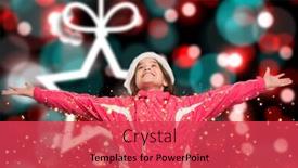 Presentation with girl christmas - Amazing presentation having cute girl in winter clothes with arms out against blurred christmas background backdrop and a red colored foreground