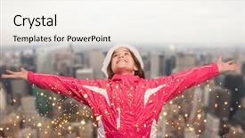  Presentation with clothes - Audience pleasing PPT theme consisting of cute girl in winter clothes backdrop and a  colored foreground