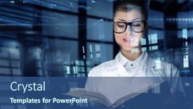  Presentation with intern - Amazing PPT theme having cute girl intern read book mixed media backdrop and a ocean colored foreground