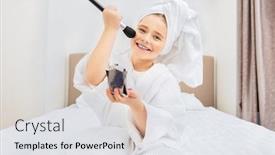  Presentation with caring - Amazing presentation design having cute-girl-is-sitting backdrop and a white colored foreground