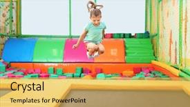  Presentation with entertainment - Theme having cute girl jumping on trampoline background and a yellow colored foreground