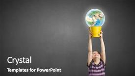  Presentation with earth kids - Amazing theme having cute girl looking at earth backdrop and a dark gray colored foreground