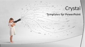  Presentation with doodle - Beautiful slide deck featuring cute girl looking in spyglass backdrop and a white colored foreground