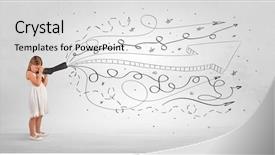  Presentation with doodle - Presentation featuring cute girl looking in spyglass background and a white colored foreground