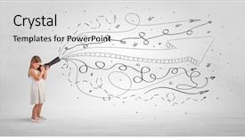  Presentation with doodle - PPT theme with cute girl looking in spyglass background and a white colored foreground