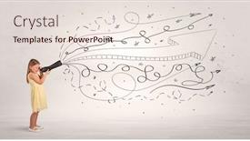  Presentation with doodle - PPT theme featuring looking in spyglass with doodle background and a sky blue colored foreground