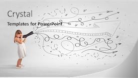  Presentation with doodle - Presentation consisting of cute girl looking in spyglass with doodle arrow concept background and a white colored foreground