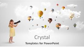  Presentation with balloons - Amazing presentation theme having cute girl looking to air balloons through a telescope backdrop and a white colored foreground