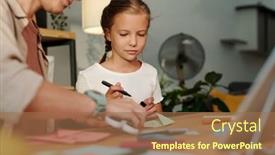  Presentation with cute - Presentation featuring cute-girl-looking background and a coral colored foreground