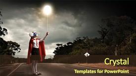  Presentation with superhero - Amazing PPT theme having cute girl of school age in superhero costume with balloon in hand backdrop and a tawny brown colored foreground