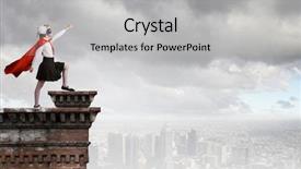  Presentation with superhero - Slides consisting of cute girl of school age in superhero costume background and a light gray colored foreground