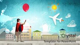  Presentation with super girl - Amazing presentation theme having cute girl of school age wearing super hero costume backdrop and a mint green colored foreground