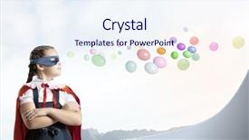  Presentation with super girl - Amazing presentation having cute girl of school age wearing super hero costume backdrop and a sky blue colored foreground