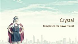  Presentation with super girl - Colorful PPT theme enhanced with cute girl of school age wearing super hero costume backdrop and a cream colored foreground