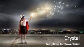  Presentation with superhero - Colorful presentation enhanced with superwoman - cute girl of school age backdrop and a dark gray colored foreground