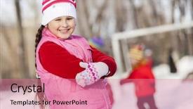  Presentation with school - Presentation theme consisting of cute girl of school age background and a coral colored foreground