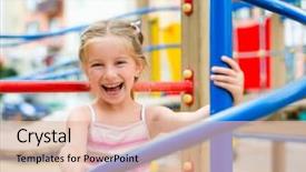  Presentation with playground - Audience pleasing presentation design consisting of cute girl on a playground backdrop and a lemonade colored foreground