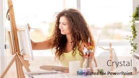  Presentation with cute - Slides having cute-girl-painter-making-new background and a lemonade colored foreground