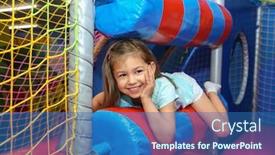  Presentation with entertainment - Audience pleasing PPT layouts consisting of cute girl playing in entertainment center backdrop and a ocean colored foreground