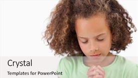  Presentation with children praying - Beautiful PPT layouts featuring cute girl praying backdrop and a light gray colored foreground