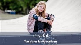  Presentation with pretty girl - Slide set with cute-girl-roller-skater-sitting background and a ocean colored foreground