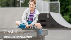  Presentation with pretty girl - Slide deck enhanced with cute-girl-roller-skater-sitting background and a gray colored foreground