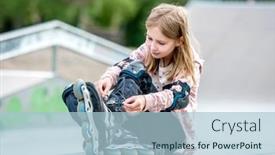  Presentation with pretty girl - PPT theme having cute-girl-skater-wearing-rollers background and a light blue colored foreground